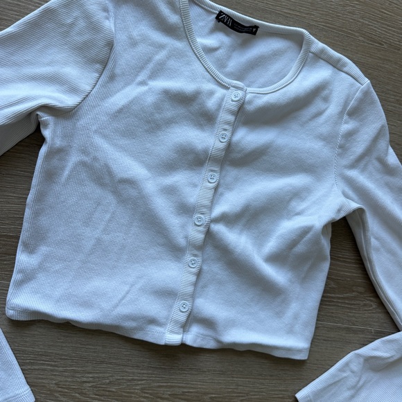 Zara White Ribbed Knit Top - Picture 3 of 5